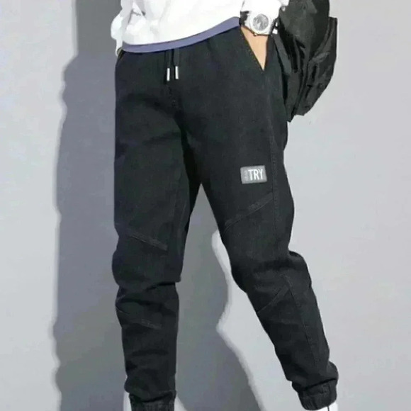 Casual Black Men's Corduroy Pants - Picture 2 of 4